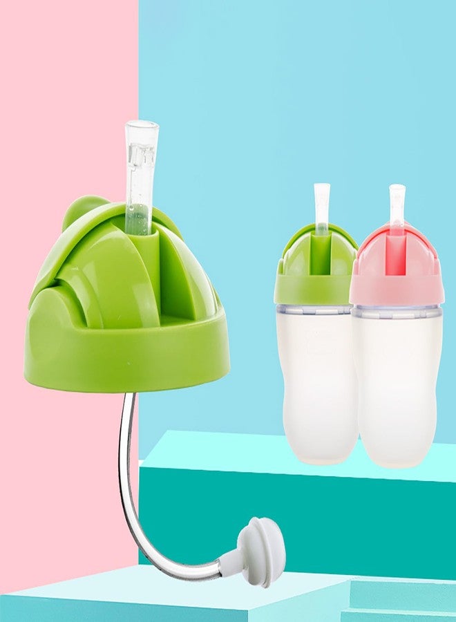 TEITEAI Green Silicone Straw Sippy Cup Lid Compatible with Boon Nursh Bottles, Conversion Straw Top for Boon Nursh Bottles, 2 Count - Image 5